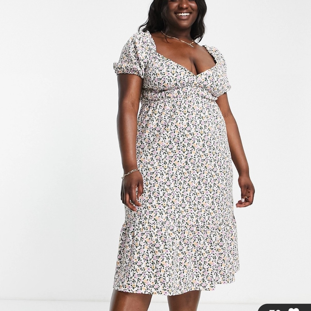 ASOS white ditsy floral dress, 24